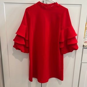 Catherine Red Ruffle Sleeve Dress 4P